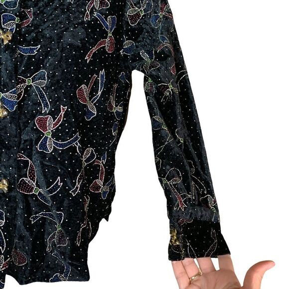 ‎Vintage Rayna Morgan long sleeve bow print button down top - Picture 5 of 9